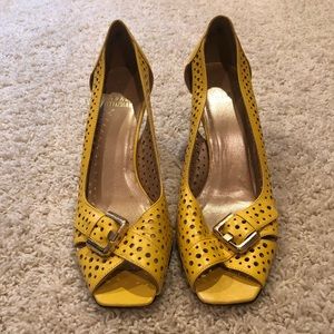 Yellow Stuart Weitzman 2 1/2 inch heels
